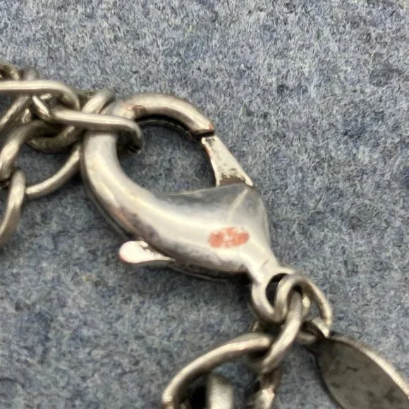 Chicos Long Necklace As Is Silver Chain Teal Blue Faceted Bezel Bead Retro BoHo - Picture 11 of 12